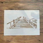 stencils graphiques blancs noirs pont bois minimaliste bricolage peinture murale decoration papier artisanal