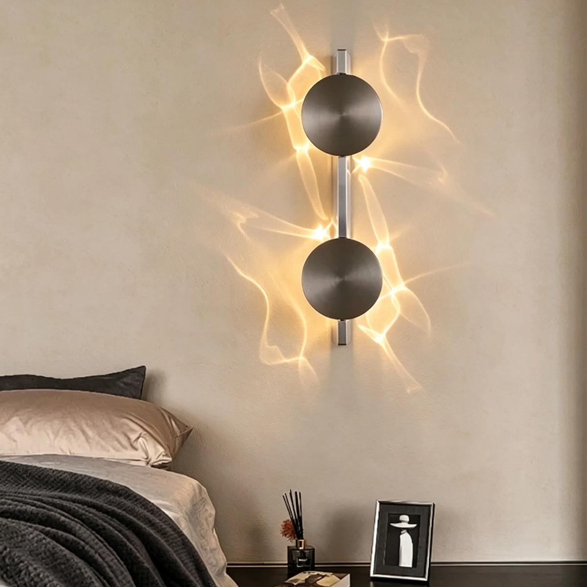 lampe murale moderne minimaliste led noir argenté éclairage quotidien fixée mur artistique