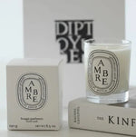 bougies parfumées cire gel aromathérapie forme coupe blanc logo diptyque verre transparent classique set