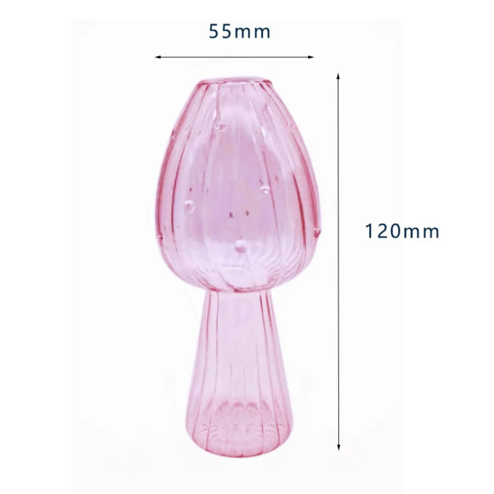 vase champignon verre transparent moderne décoration fleur verte bleue rouge orangée rose