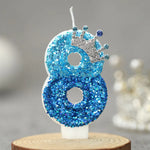 bougies chiffre pailletées bleu clair bleu foncé anniversaire décoration festive números personnalisables