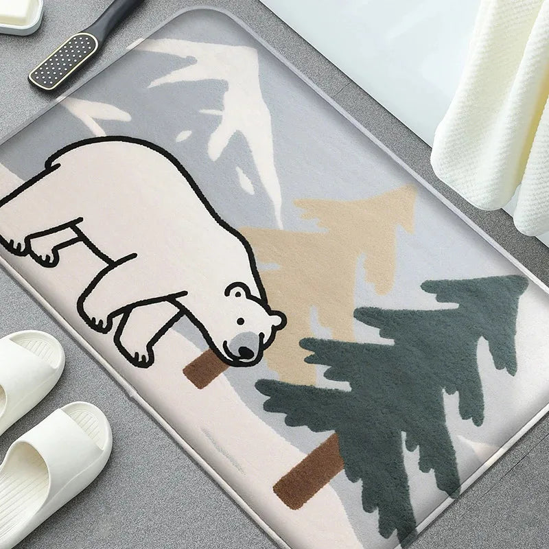 tapis sol salle bain antidérapant oiseau jaune enfant moderne respectueux environnement