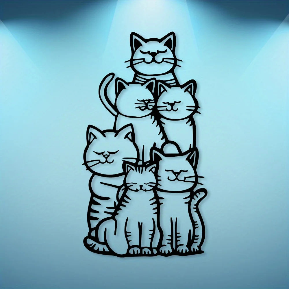 décoration murale dessin animé chats noir blanc stylisé humour intérieur moderne unique graphique chambre