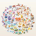 sticker anime pokemon kawaii musiquesommer watercolor enfants ado adultes 105pieces orange bleu rose vert