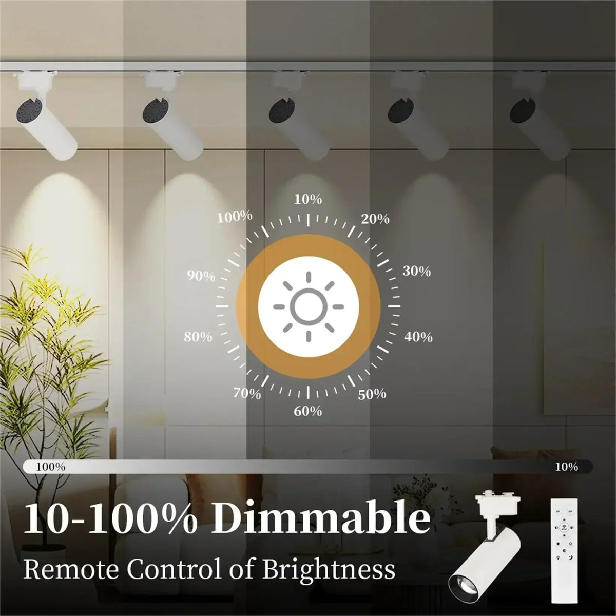 Spot LED moderne 20W dimmable noir blanc télécommande clips fixations chambre cuisine