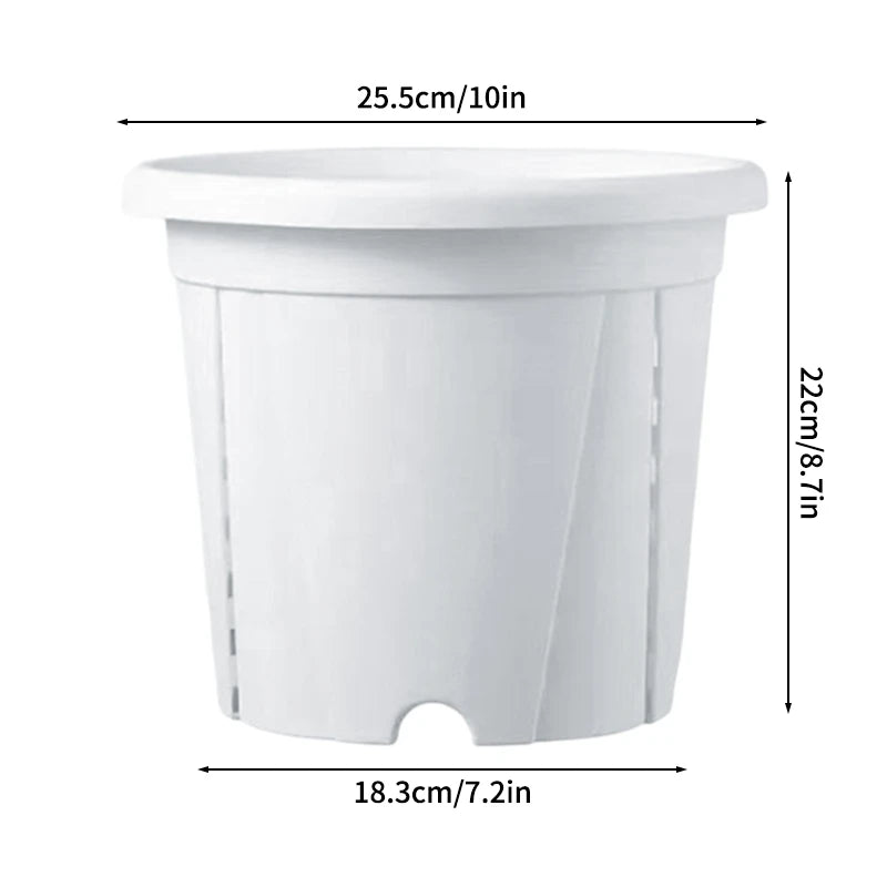 pots racines plastique moderne vertclair beige bleufoncé rayures grille drainage support hydroponie plantes