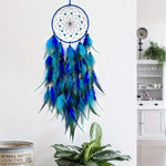 attrape rêves traditionnel plumes bleu vert orange violet décoration murale