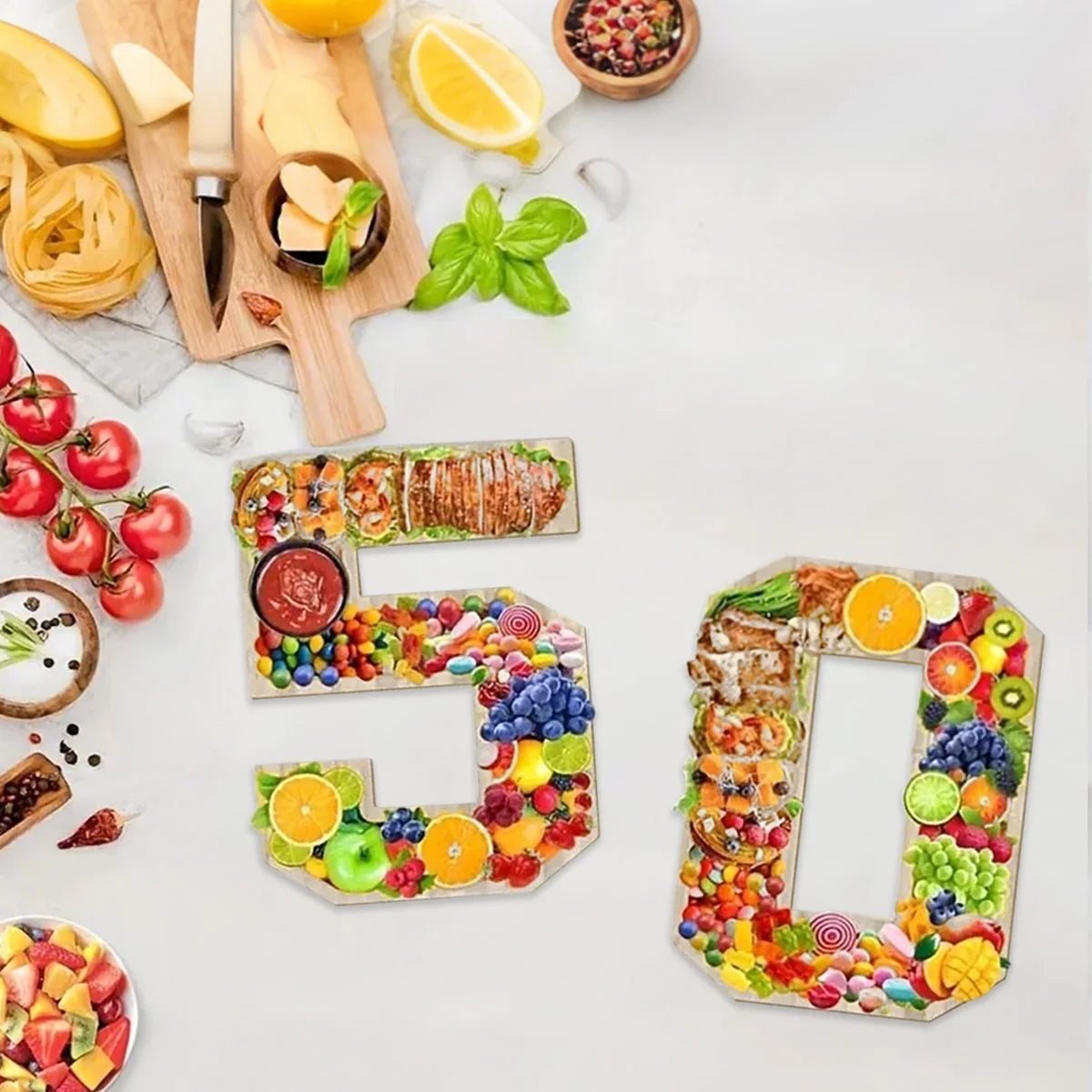 lettres décoratives bois numérotées fruits bonbons anniversaire enfant moderne festive