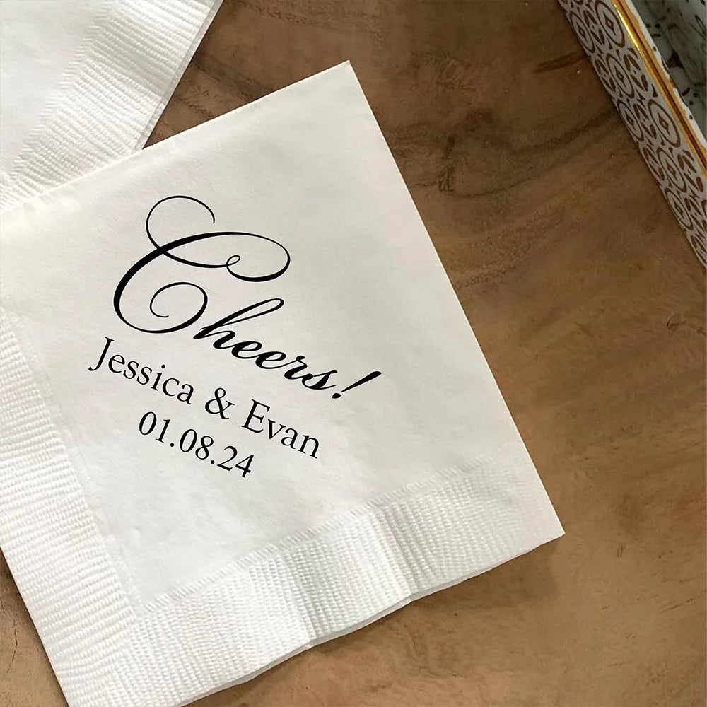 serviettes jetables mariage anniversaire animal compagnie initial lettre cœur blanc minimaliste