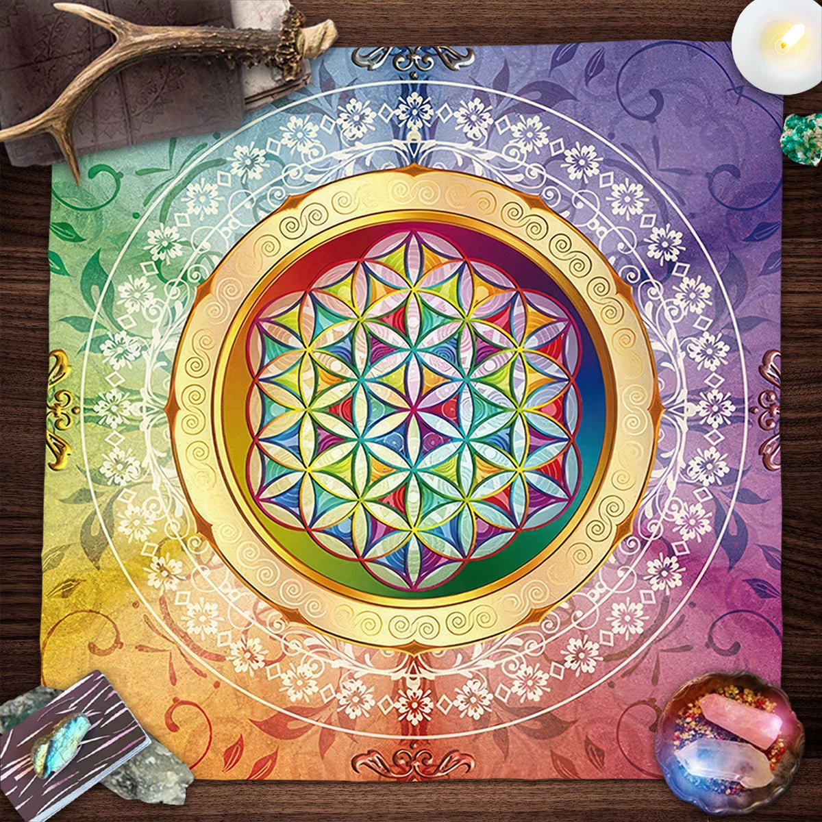 tapis tarot mandala géométrique motifs floraux multicolore moderneextérieur utilisation variée