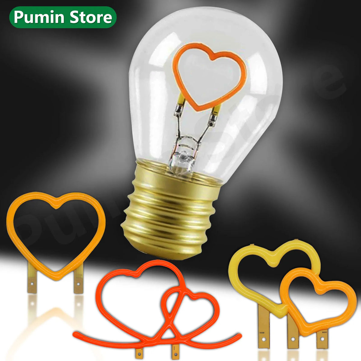ampoule decorative lumiere neon coeurs bicolore rouge blanche moderne romantique