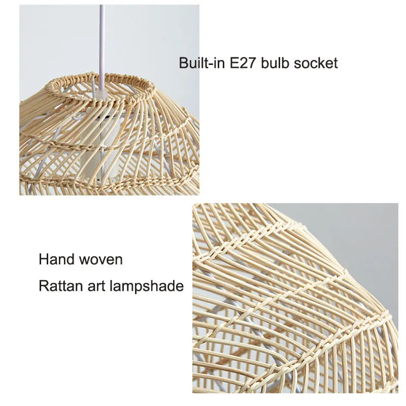 Lampe suspendue tressée bohème semi transparente salon chambre étude rustic asian