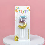 bougies forme chiffre anniversaire or argent bleu rose gradient moderne festives tringle