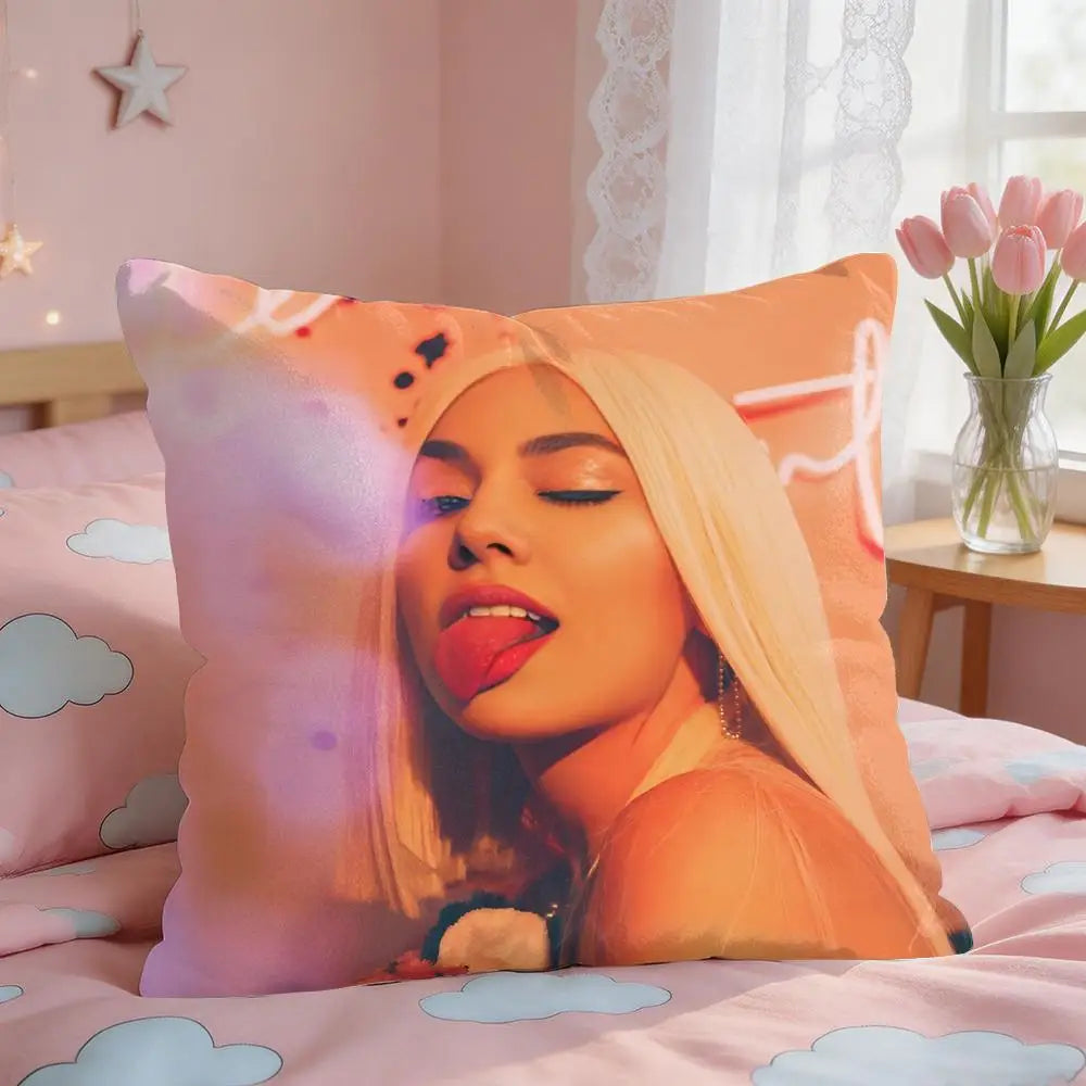 housse coussin moderne photo personne couleur bleu clair rose orange noir polyester 30x30cm 40x40cm