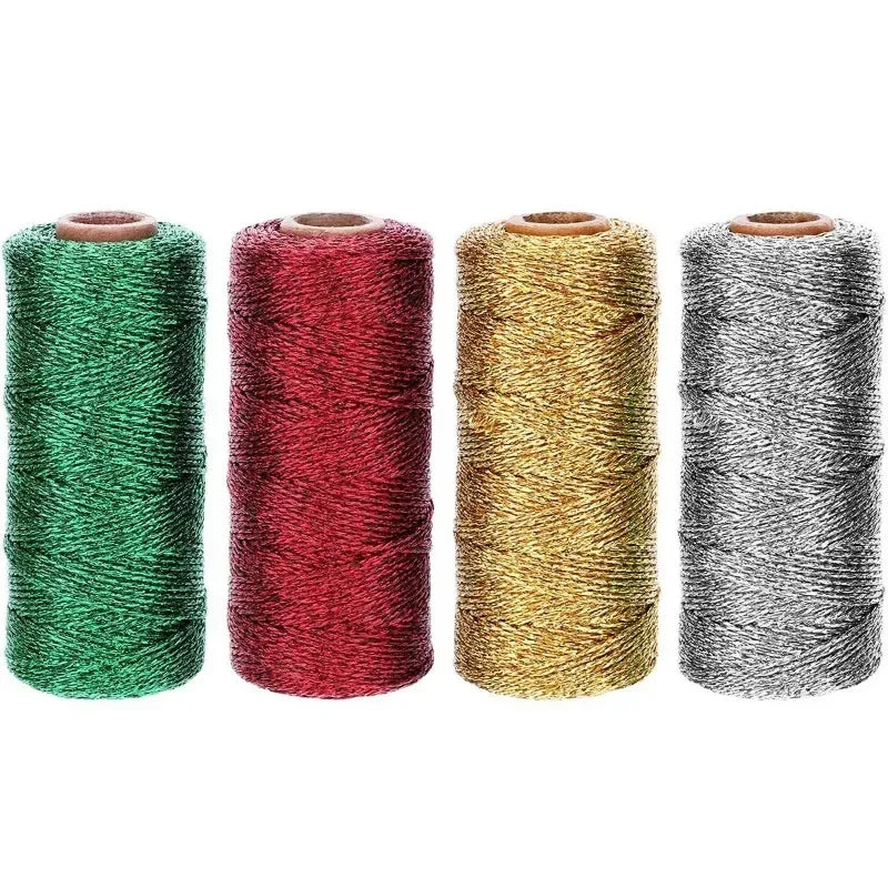 fil coton glitter vert rouge doré argenté décoratif boîte rangement satin