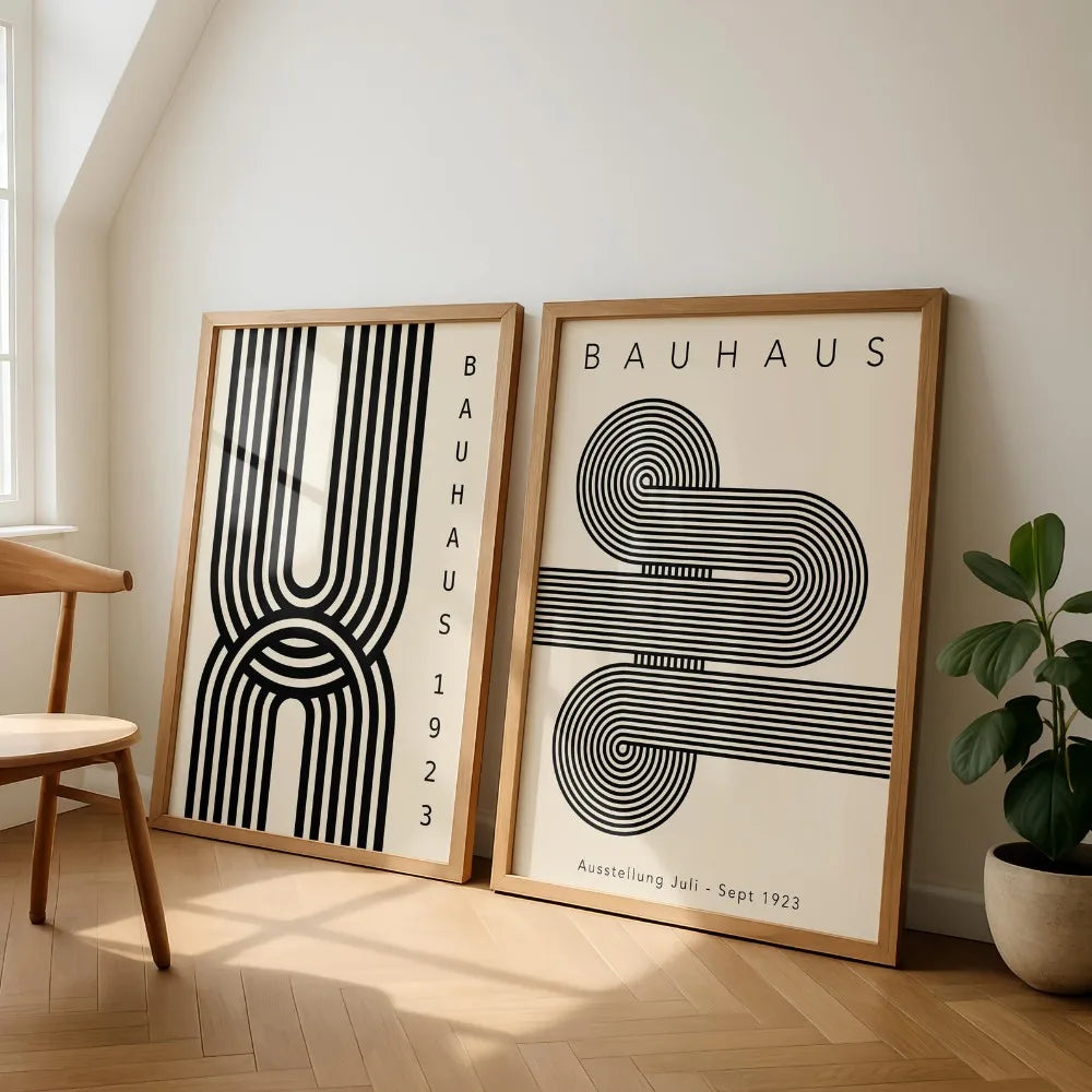 affiche impression abstraite géométrique minimaliste moderne sans cadre noir blanc salon chambre