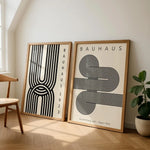 affiche impression abstraite géométrique minimaliste moderne sans cadre noir blanc salon chambre