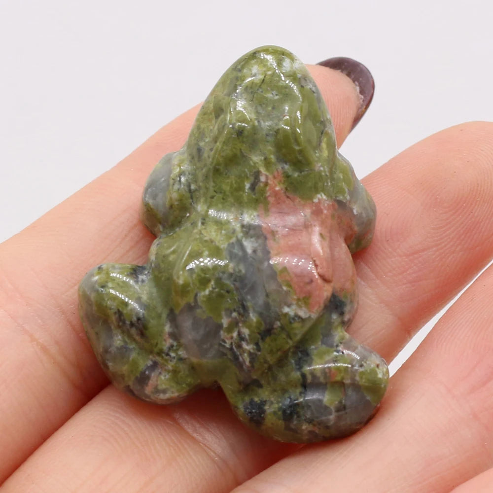 statuette grenouille pierre naturelle jaune rouge rose verte noire aventurine quartz rose ornement maison