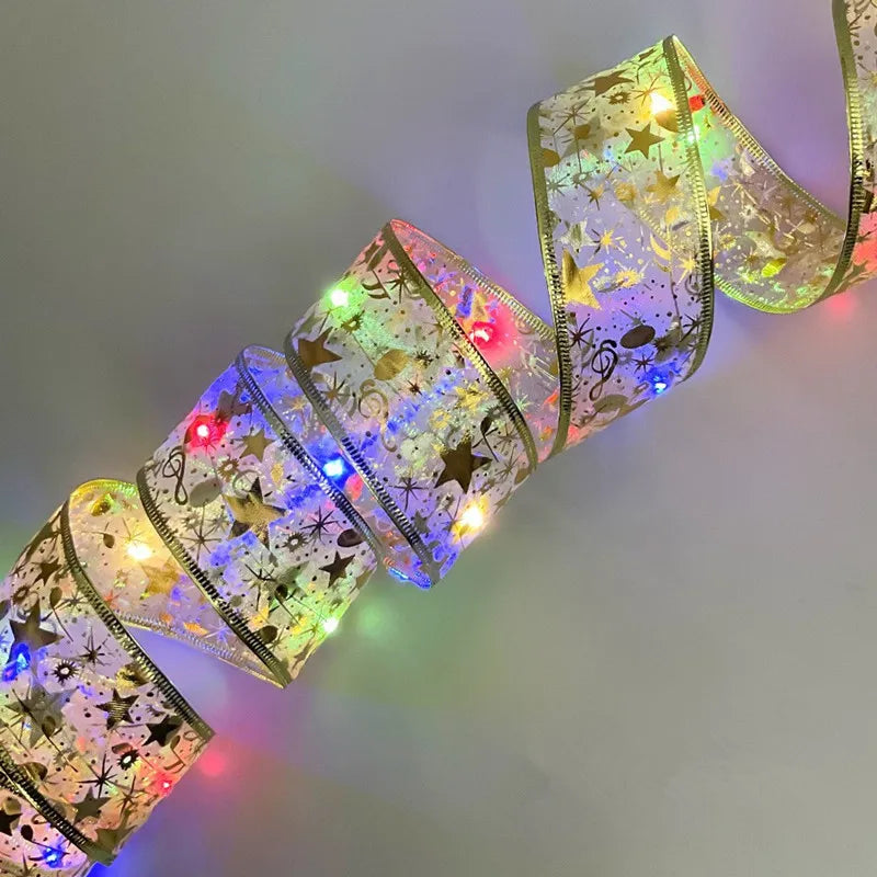 ruban lumineux or blanc multicolore étoiles motifs floraux décoratif festif 10m 5m 2m 100led
