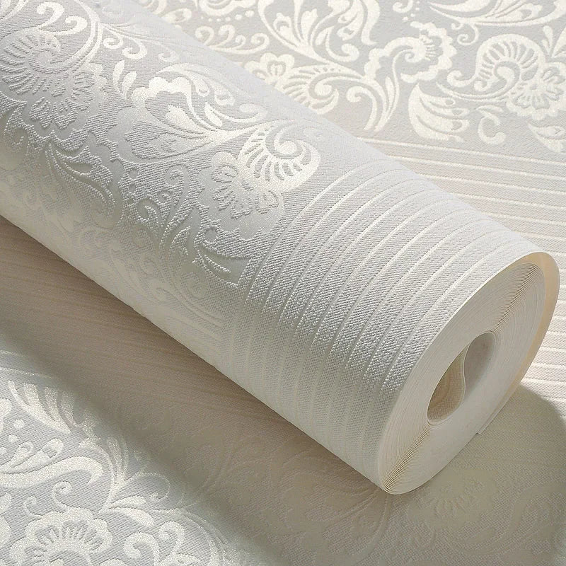 papier peint floral relief classique beige marron rose bleu blanc doré imperméable