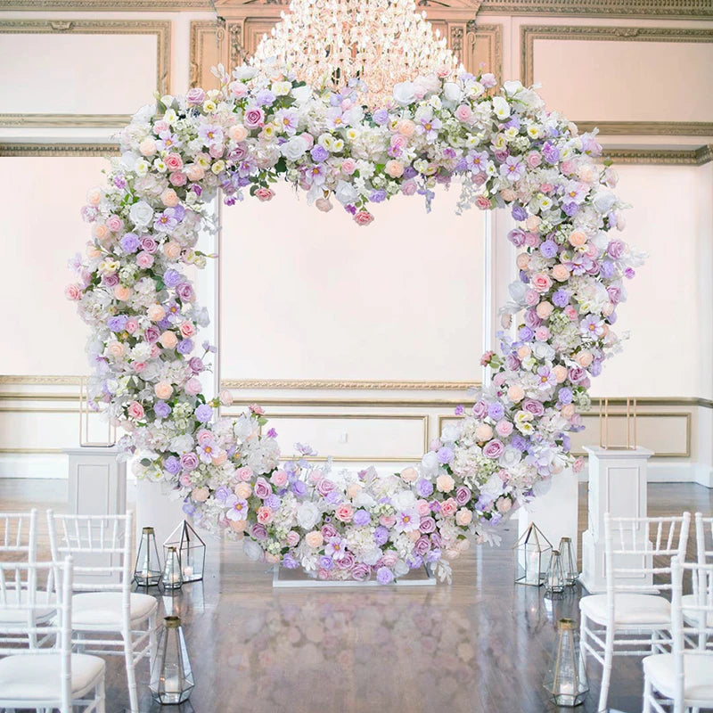 arche décoration mariage fleurs artificielles cœur violet anniversaire extérieur classique événement table decoration