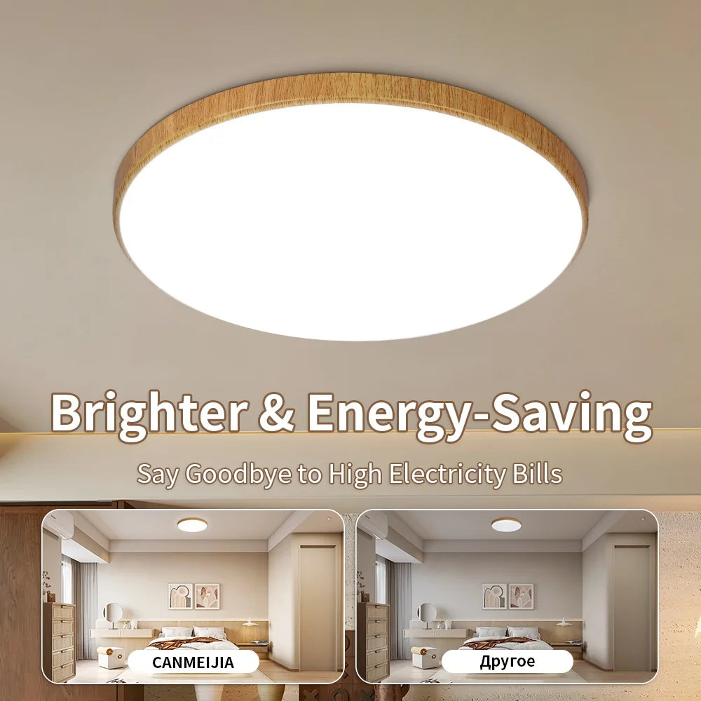 lampe led ultrafin anti poussiere grain bois blanc contemporain 18w 30w 40w(toucher)