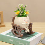 pots fleurs suspendus résine visage souriant chaise bascule balançoire tasse blanc personnaliséextérieurintérieur