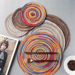 serviettes table multicolores moderne rayures concentriques taille 11cm 18cm 30cm 38cm