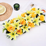 décoration intérieure bouquet artificiel fleurs lys roses moderne clips métalliques bleu rose violet vert