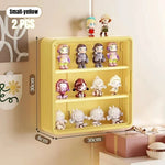 présentoir mural transparent moderne figurines blanc jaune violet anti poussière adhésif organisateur