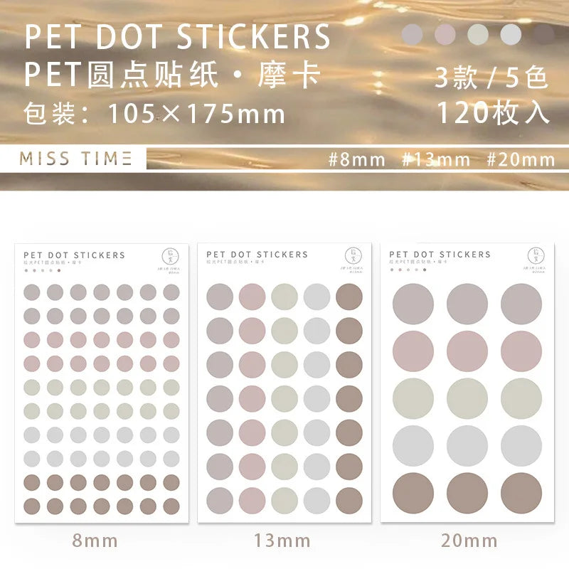 sticker rond minimaliste bleu rose gris blanc adhésif decoration journal 120pcs moderne unitaire