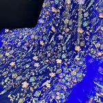 tissu brodé floral semi transparent polyester multi couleurs occasion quotidien tulle 3d embossé trame