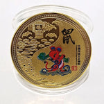 médailles zodiaque chinois animaux symboles yin yang decoration florale or rouge noire bleu verte