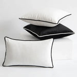 housse coussin carrée teint uni blanc noir zip doublure blanche classique deco canape tente