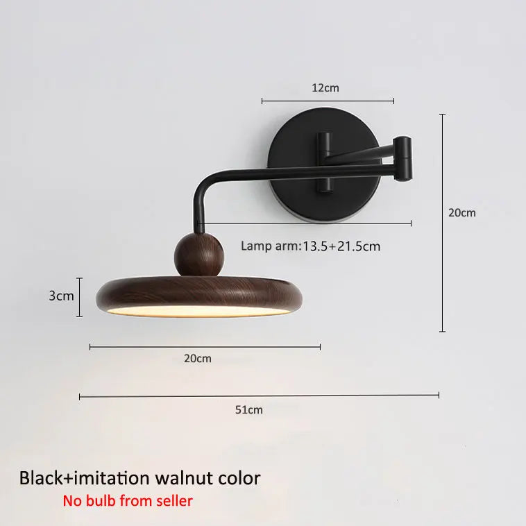 lampe murale moderne noire grain bois fixée chambre entrée étude cuisine