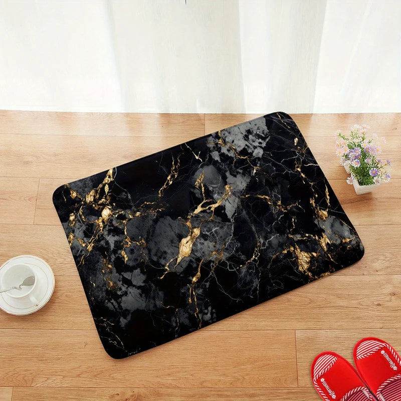 tapis moderne marbre noir anti dérapant absorbant salle bain entrée cuisine 40x60cm 50x80cm