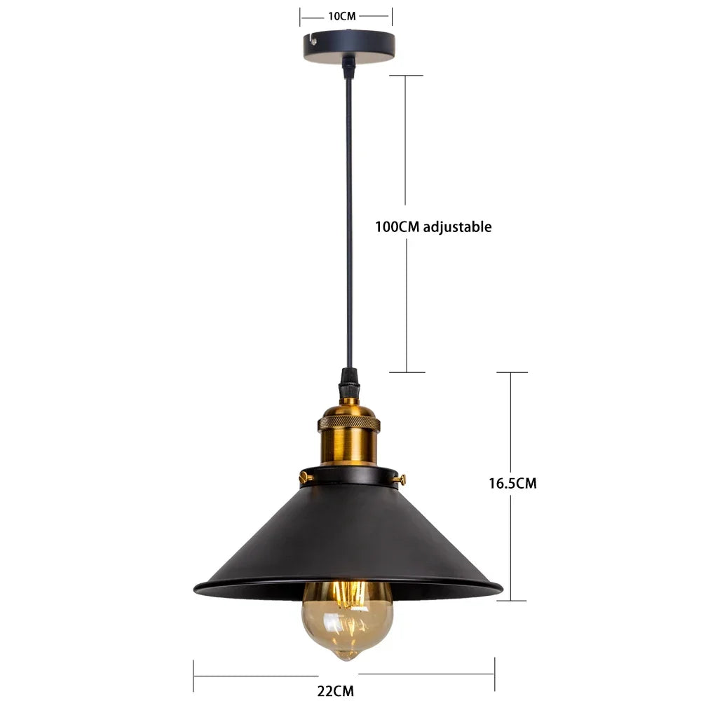 lampe suspendue industrielle noir doré mat éclairage salon chambre noir doré