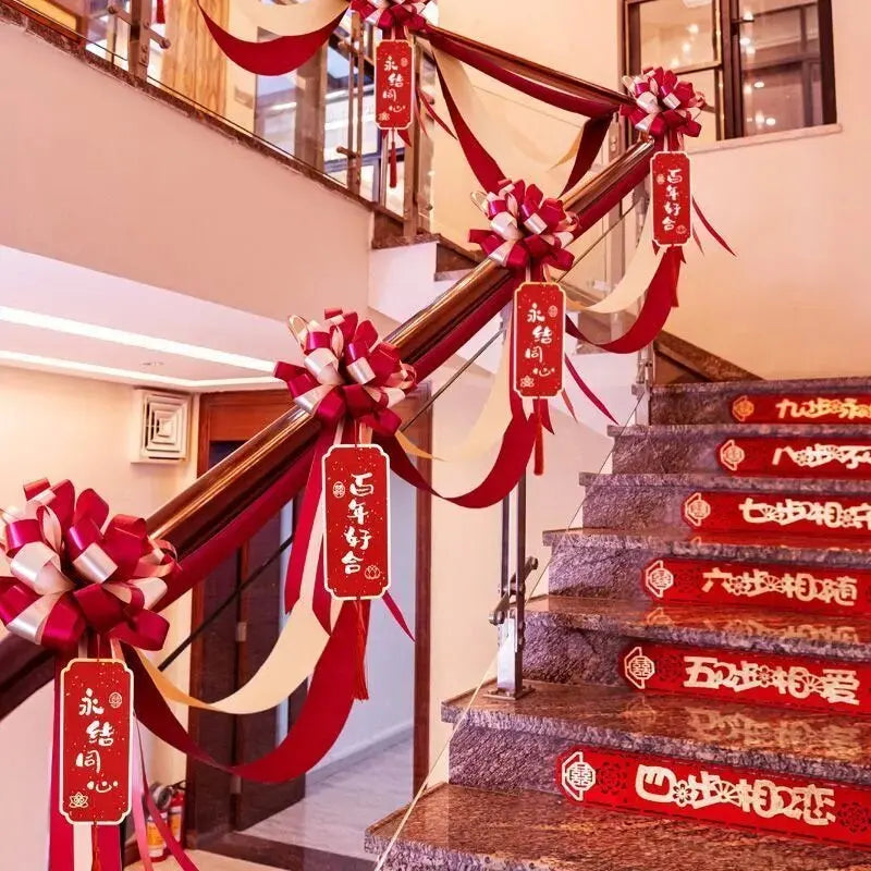 rubans décoratifs mariage rouge blanc rayures classiques fête chinese wedding
