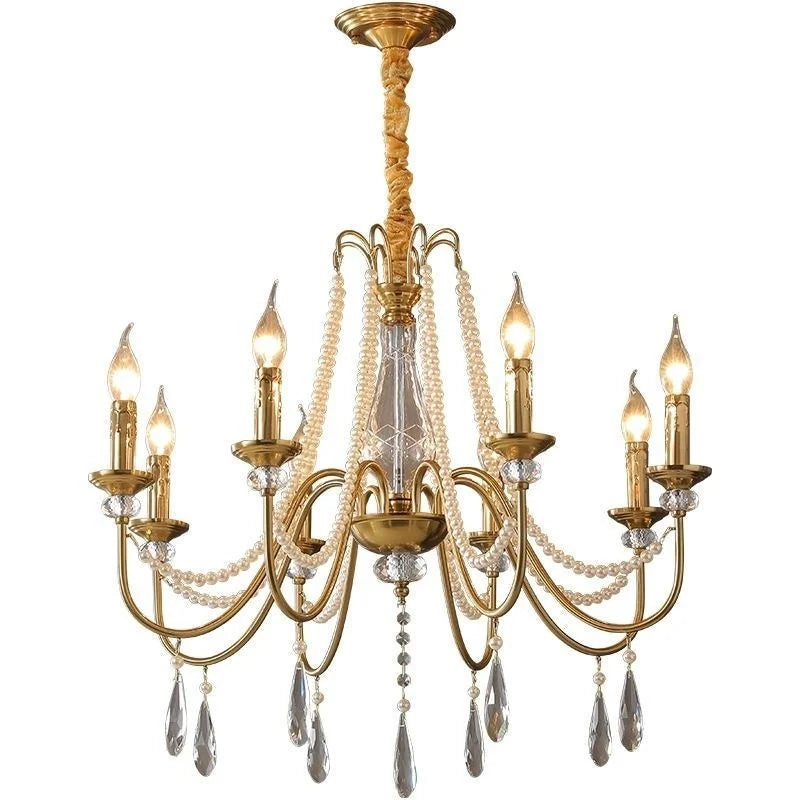 lustre doré cristal classique suspension ampoules led pendeloques semiopaque salle reception