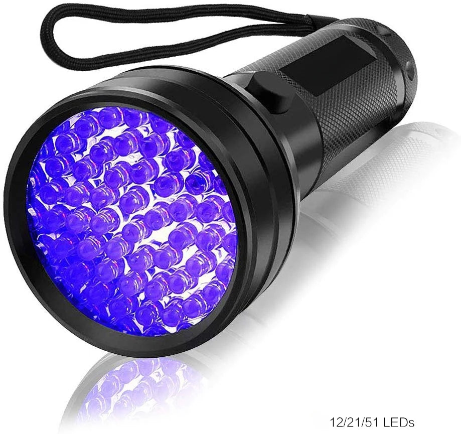 lampe torche uv led noires 12 21 51 leds détecteur urines animaux moderne résistant