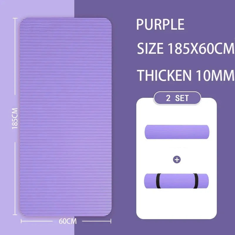 tapis yoga violet rayures horizontales moderne antidérapant épais 15mm 185x60cm yoga fitness pilates gymnastique