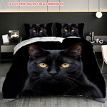 ensemble literie moderne couvre lit taies oreillers imprimé chat noir polyester coton lavable machine