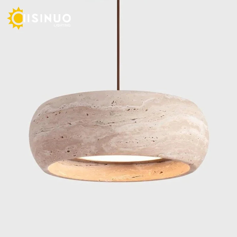 Suspension lumineuse pierre marbrée moderne câble beige 18W chambre salon restaurant