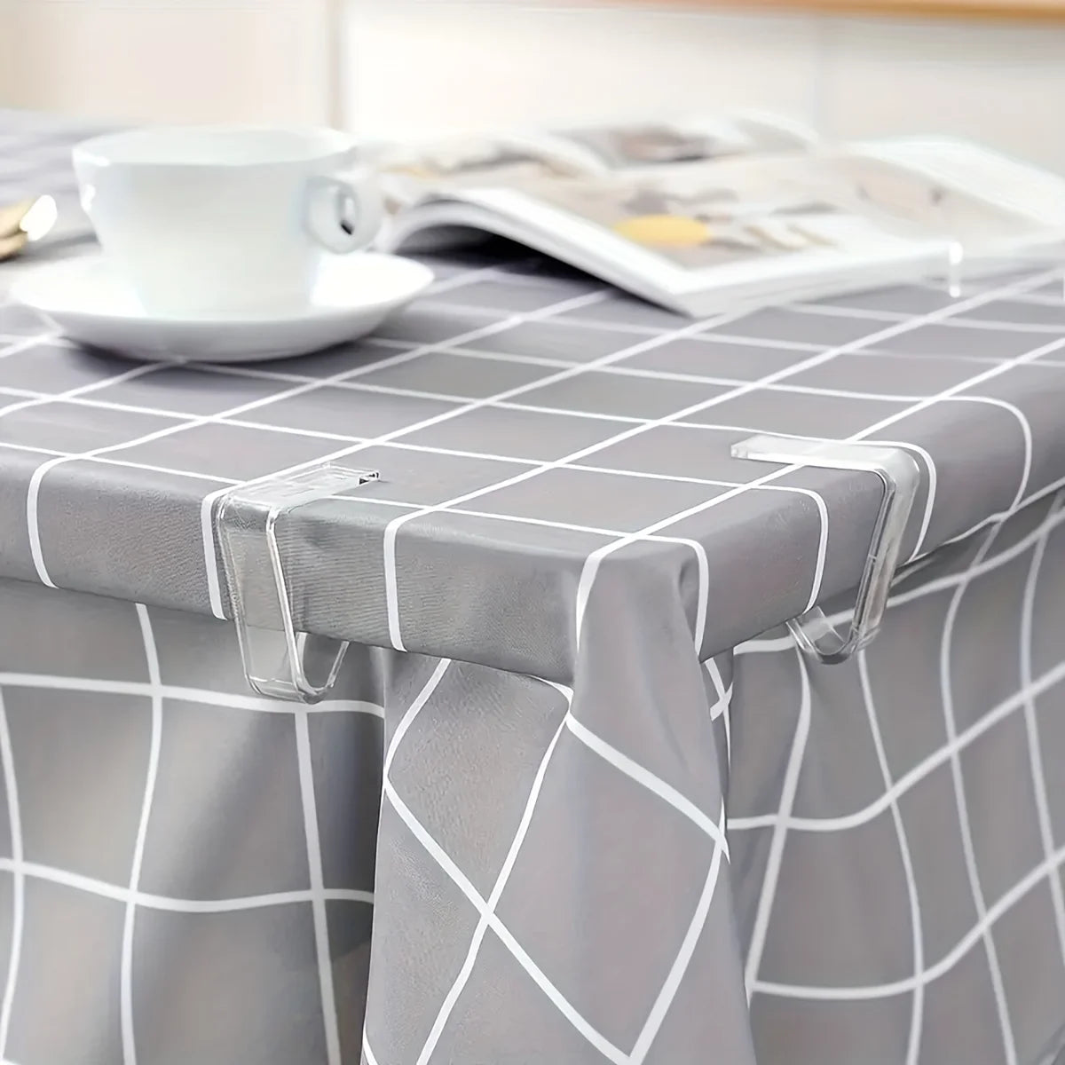 supports tissu clips transparents moderne gris clair lignes blanches 5.1cm 4.1cm 8pièces 16piècesintérieur extérieur