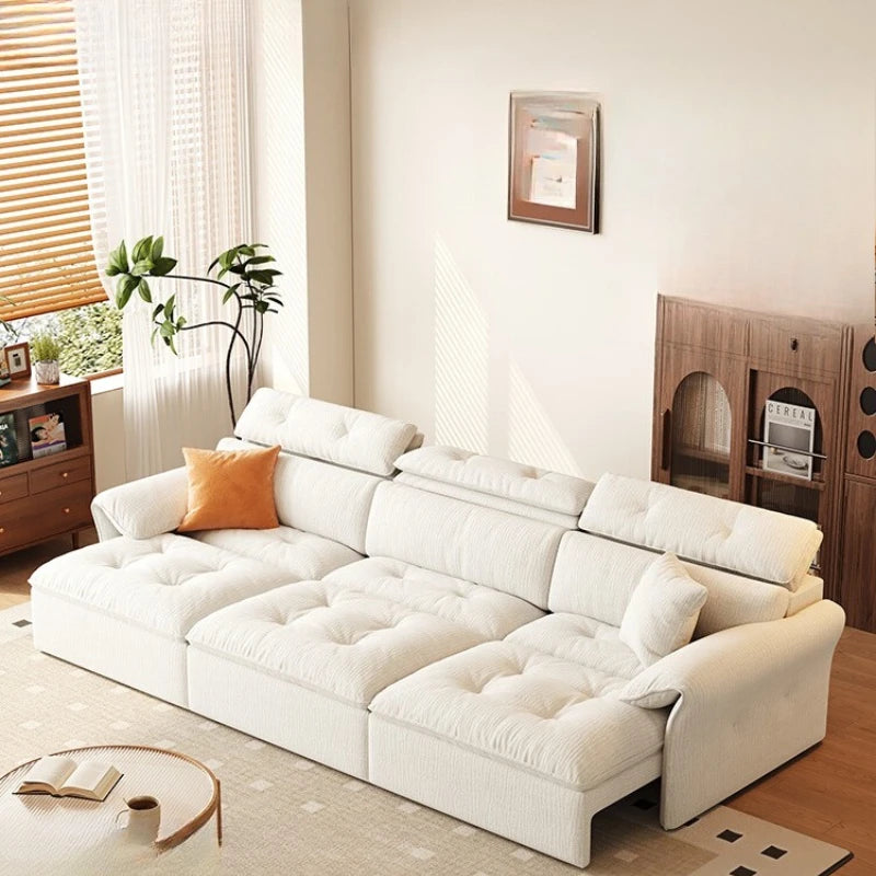 canapé lit moderne blanc corduroy oreillers multifonctionnel transformable salon