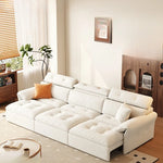 canapé lit moderne blanc corduroy oreillers multifonctionnel transformable salon