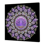 tableau décoratif mandala bleu blanc doré rose vert jaune violet orange contemporain 25x25cm