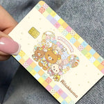 sticker adhésif carte bancaire dessin animé ours mignon rose bleu clair blanc