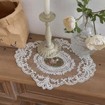 nappes dentelle brodée rose vintage shabby chic semi transparentes motifs floraux blanc beigeclair