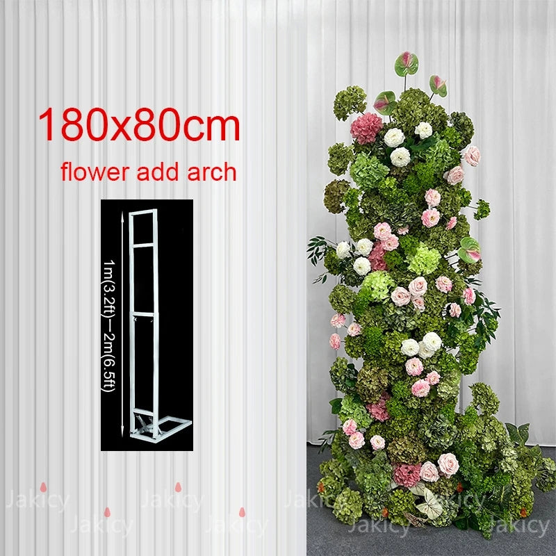 Arche décorative moderne fleurs artificielles vert rose blancextérieur maison événement